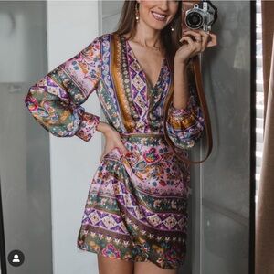 ZARA satin effect print dress - Size Small